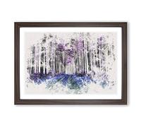 Big Box Art Path Through a Purple Forest Watercolour Framed Wall Art Picture Print Ready to Hang, Walnut A2 (62 x 45 cm)