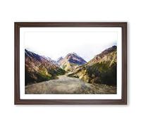 Big Box Art Path Through The Mountains Painting Framed Wall Art Picture Print Ready to Hang, Walnut A2 (62 x 45 cm)
