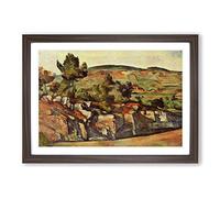 Big Box Art Paul Cezanne Mountains in Provence Framed Wall Art Picture Print Ready to Hang, Walnut A2 (62 x 45 cm)