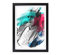 Big Box Art Paul Newman V2 Framed Wall Art Picture Print Ready to Hang, Black A2 (62 x 45 cm)