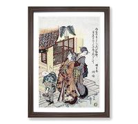 Big Box Art Paying Homage to a Shrine by Katsushika Hokusai Framed Wall Art Picture Print Ready to Hang, Walnut A2 (62 x 45 cm)