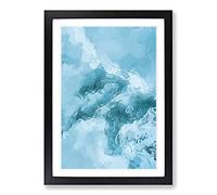 Big Box Art Peaceful Blues in Abstract Framed Wall Art Picture Print Ready to Hang, Black A2 (62 x 45 cm)