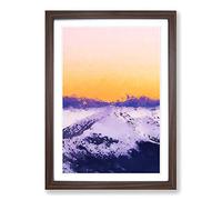 Big Box Art Peach Sky Over The Mountain in Abstract Framed Wall Art Picture Print Ready to Hang, Walnut A2 (62 x 45 cm)