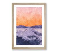 Big Box Art Peach Sky Over The Mountain Painting Framed Wall Art Picture Print Ready to Hang, Oak A2 (62 x 45 cm)