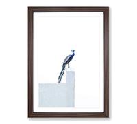 Big Box Art Peacock in Abstract Framed Wall Art Picture Print Ready to Hang, Walnut A2 (62 x 45 cm)