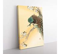 Big Box Art Peacock on a Cherry Blossom Tree by Ohara Koson Painting Canvas Wall Art Print Ready to Hang Picture, 76 x 50 cm (30 x 20 Inch), Beige, Brown, Green, Cream