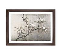 Big Box Art Pear Blossoms by Qian Xuan Framed Wall Art Picture Print Ready to Hang, Walnut A2 (62 x 45 cm)