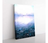 Big Box Art Pebble Beach Canvas Wall Art Print Ready to Hang Picture, 76 x 50 cm (30 x 20 Inch), White, Blue, Teal, Blue