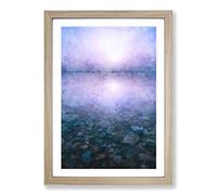 Big Box Art Pebble Beach Painting Framed Wall Art Picture Print Ready to Hang, Oak A2 (62 x 45 cm)