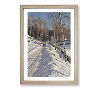 Big Box Art Peder Mork Monsted A Winter Landscape Framed Wall Art Picture Print Ready to Hang, Oak A2 (62 x 45 cm)
