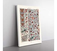 Big Box Art Persian Flowers & Birds Pattern by Albert Racinet Canvas Wall Art Print Ready to Hang Picture, 76 x 50 cm (30 x 20 Inch), White, Grey, Brown