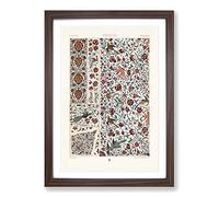 Big Box Art Persian Flowers & Birds Pattern by Albert Racinet Framed Wall Art Picture Print Ready to Hang, Walnut A2 (62 x 45 cm)