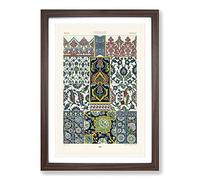 Big Box Art Persian Patterns by Albert Racinet Framed Wall Art Picture Print Ready to Hang, Walnut A2 (62 x 45 cm)