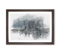 Big Box Art Perth City Skyline Australia at Night in Abstract Framed Wall Art Picture Print Ready to Hang, Walnut A2 (62 x 45 cm)