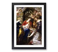 Big Box Art Peter Paul Rubens Crowning of St Catherine Framed Wall Art Picture Print Ready to Hang, Black A2 (62 x 45 cm)