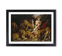 Big Box Art Peter Paul Rubens Daniel in The Lions Den Framed Wall Art Picture Print Ready to Hang, Black A2 (62 x 45 cm)