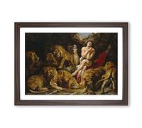 Big Box Art Peter Paul Rubens Daniel in The Lions Den Framed Wall Art Picture Print Ready to Hang, Walnut A2 (62 x 45 cm)