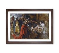 Big Box Art Peter Paul Rubens The Adoration of The Magi Framed Wall Art Picture Print Ready to Hang, Walnut A2 (62 x 45 cm)