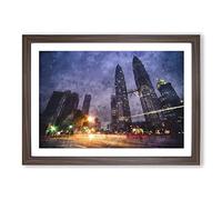 Big Box Art Petronas Towes in Kuala Lumpur Vol.1 Painting Framed Wall Art Picture Print Ready to Hang, Walnut A2 (62 x 45 cm)