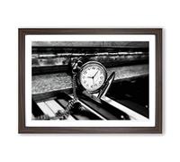 Big Box Art Piano and Pocket Watch Framed Wall Art Picture Print Ready to Hang, Walnut A2 (62 x 45 cm)