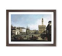 Big Box Art Piazza Signora in Florence by Giovanni Canaletto Framed Wall Art Picture Print Ready to Hang, Walnut A2 (62 x 45 cm)