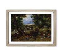 Big Box Art Pieter Bruegel The Elder A Woodland Road with Travellers Framed Wall Art Picture Print Ready to Hang, Oak A2 (62 x 45 cm)