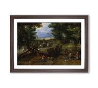 Big Box Art Pieter Bruegel The Elder A Woodland Road with Travellers Framed Wall Art Picture Print Ready to Hang, Walnut A2 (62 x 45 cm)