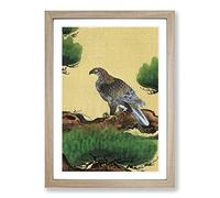Big Box Art Pine Tree & Eagle by Kano Tan'yu Framed Wall Art Picture Print Ready to Hang, Oak A2 (62 x 45 cm)