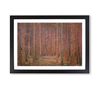Big Box Art Pine Tree Forest by Gustav Klimt Framed Wall Art Picture Print Ready to Hang, Black A2 (62 x 45 cm)