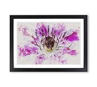 Big Box Art Pink Clematis Flower Watercolour Framed Wall Art Picture Print Ready to Hang, Black A2 (62 x 45 cm)