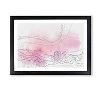 Big Box Art Pink Fog Over The City in Abstract Framed Wall Art Picture Print Ready to Hang, Black A2 (62 x 45 cm)