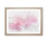 Big Box Art Pink Fog Over The City in Abstract Framed Wall Art Picture Print Ready to Hang, Oak A2 (62 x 45 cm)
