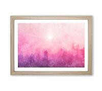 Big Box Art Pink Fog Over The City Painting Framed Wall Art Picture Print Ready to Hang, Oak A2 (62 x 45 cm)