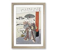 Big Box Art Poem by The Monk Sosei by Harunobu Suzuki Framed Wall Art Picture Print Ready to Hang, Oak A2 (62 x 45 cm)