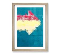 Big Box Art Pointing This Way in Abstract Framed Wall Art Picture Print Ready to Hang, Oak A2 (62 x 45 cm)