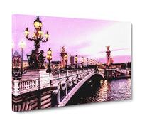Big Box Art Pont Alexandre III Bridge in Paris France Canvas Wall Art Framed Picture Print, 30 x 20 Inch (76 x 50 cm), Pink, Lavender, Black, Plum