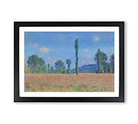 Big Box Art Poppy Field in Giverny Vol.2 by Claude Monet Framed Wall Art Picture Print Ready to Hang, Black A2 (62 x 45 cm)