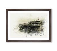 Big Box Art Portland Bill Lighthouse in Dorset in Abstract Framed Wall Art Picture Print Ready to Hang, Walnut A2 (62 x 45 cm)