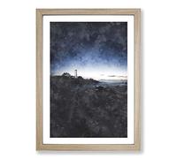 Big Box Art Portland Maine Lighthouse Painting Framed Wall Art Picture Print Ready to Hang, Oak A2 (62 x 45 cm)