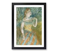 Big Box Art Portrait of A Ballet Ballerina Dancer by Edgar Degas Framed Wall Art Picture Print Ready to Hang, Black A2 (62 x 45 cm)