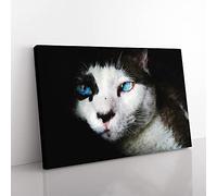 Big Box Art Portrait of A Cat Vol.10 Painting Canvas Wall Art Print Ready to Hang Picture, 76 x 50 cm (30 x 20 Inch), Orange, Grey, Black