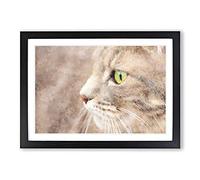 Big Box Art Portrait of A Cat Vol.13 Painting Framed Wall Art Picture Print Ready to Hang, Black A2 (62 x 45 cm)