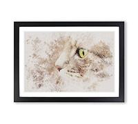 Big Box Art Portrait of A Cat Vol.13 Watercolour Framed Wall Art Picture Print Ready to Hang, Black A2 (62 x 45 cm)