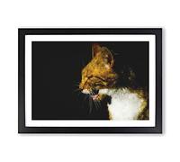 Big Box Art Portrait of A Cat Vol.5 Painting Framed Wall Art Picture Print Ready to Hang, Black A2 (62 x 45 cm)