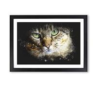 Big Box Art Portrait of A Cat Vol.6 Paint Splash Framed Wall Art Picture Print Ready to Hang, Black A2 (62 x 45 cm)