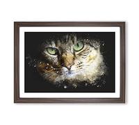 Big Box Art Portrait of A Cat Vol.6 Paint Splash Framed Wall Art Picture Print Ready to Hang, Walnut A2 (62 x 45 cm)