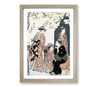 Big Box Art Portrait of The Courtesan Nioteru of The Ogiya by Torii Kiyonaga Framed Wall Art Picture Print Ready to Hang, Oak A2 (62 x 45 cm)