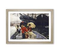 Big Box Art Portsmouth Dockyard by James Tissot Framed Wall Art Picture Print Ready to Hang, Oak A2 (62 x 45 cm)