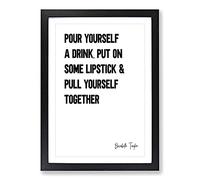 Big Box Art Pour Yourself A Drink Typography Framed Wall Art Picture Print Ready to Hang, Black A2 (62 x 45 cm)