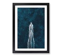 Big Box Art Powered Boat in Sweden Painting Framed Wall Art Picture Print Ready to Hang, Black A2 (62 x 45 cm)